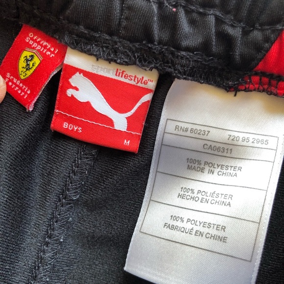 Ferrari Puma Boys Size M Black Sweatpants Joggers Activewear Pants Elastic Waist - Picture 3 of 15